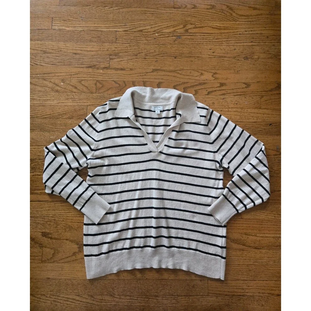 J Crew Womens Striped Rugby Long Sleeve Knit Sweater Size Medium